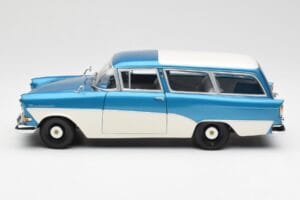 Opel Rekord P1 Caravan Blauw Metallic Minichamps 1:18 180043210 Metaal — afbeelding 4 van 8