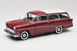 Opel Rekord P1 Caravan Rood Minichamps 1:18 180043211 Metaal