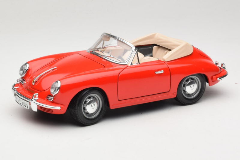Porsche 356B Cabriolet Rood Tchibo 1:18 45703 Metaal