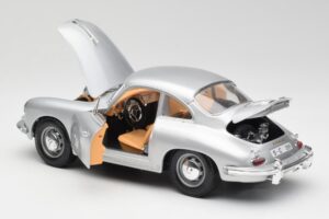 Porsche 356B Zilver & Bruin Interieur Bburago 1:18 3021-M2 Metaal — afbeelding 5 van 8
