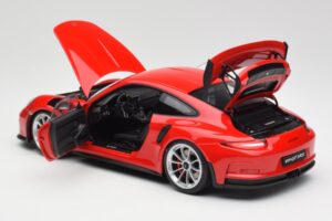 Porsche 911 991 GT3 RS Guards Rood Zilveren Wielen AUTOart 1:18 78165 Metaal — afbeelding 5 van 8