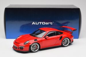 Porsche 911 991 GT3 RS Guards Rood Zilveren Wielen AUTOart 1:18 78165 Metaal — afbeelding 8 van 8