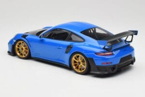 Porsche 911 991.2 GT2 RS Blauw met Gouden Velgen Minichamps 1:18 155068302 Metaal — afbeelding 5 van 6