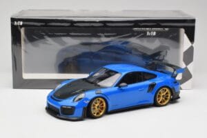 Porsche 911 991.2 GT2 RS Blauw met Gouden Velgen Minichamps 1:18 155068302 Metaal — afbeelding 6 van 6