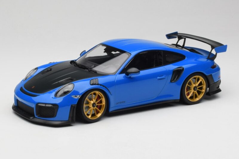 Porsche 911 991.2 GT2 RS Blauw met Gouden Velgen Minichamps 1:18 155068302 Metaal