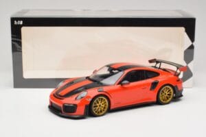Porsche 911 991.2 GT2 RS Oranje Weissach Package Gouden Velgen Minichamps 1:18 155068305 Metaal — afbeelding 6 van 6