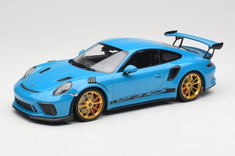 Porsche 911 991.2 GT3 RS Blauw met Gouden Velgen Minichamps 1:18 155068222 Metaal