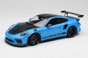 Porsche 911 991.2 GT3 RS Miami Blauw Weissach Package & Zwarte Magnesium Wielen Minichamps 1:18 153068231 Metaal