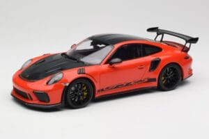 Porsche 911 991.2 GT3 RS Weissach Package Lava Orange Wording Zwarte Magnesium Velgen Minichamps 1:18 153068226 Metaal