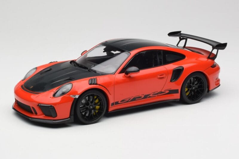 Porsche 911 991.2 GT3 RS Weissach Package Lava Orange Wording Zwarte Magnesium Velgen Minichamps 1:18 153068226 Metaal