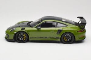 Porsche 911 991.2 GT3 RS Weissach Package Lizard Green Wording & Zwarte Magnesium Velgen Minichamps 1:18 155068232 Metaal — afbeelding 3 van 6