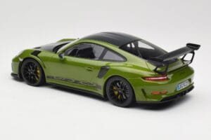 Porsche 911 991.2 GT3 RS Weissach Package Lizard Green Wording & Zwarte Magnesium Velgen Minichamps 1:18 155068232 Metaal — afbeelding 5 van 6