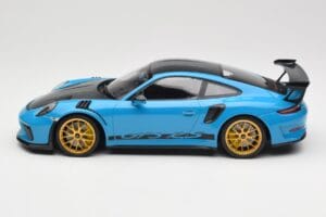 Porsche 911 991.2 GT3 RS Weissach Package Shark Blue Wording Gouden Magnesium Velgen Minichamps 1:18 153068237 Metaal — afbeelding 3 van 6