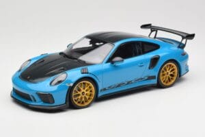 Porsche 911 991.2 GT3 RS Weissach Package Shark Blue Wording Gouden Magnesium Velgen Minichamps 1:18 153068237 Metaal