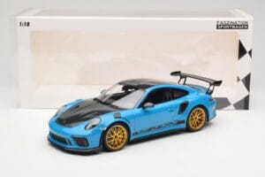 Porsche 911 991.2 GT3 RS Weissach Package Shark Blue Wording Gouden Magnesium Velgen Minichamps 1:18 153068237 Metaal — afbeelding 6 van 6
