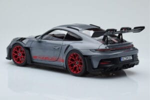 Porsche 911 992 GT3 RS Arctic Grijs Pyro Rood Norev 1:18 187350 Metaal — afbeelding 7 van 8