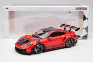 Porsche 911 992 GT3 RS Guards Rood & Zilveren Wielen Weissach Package Minichamps 1:18 153062246 Metaal — afbeelding 6 van 6