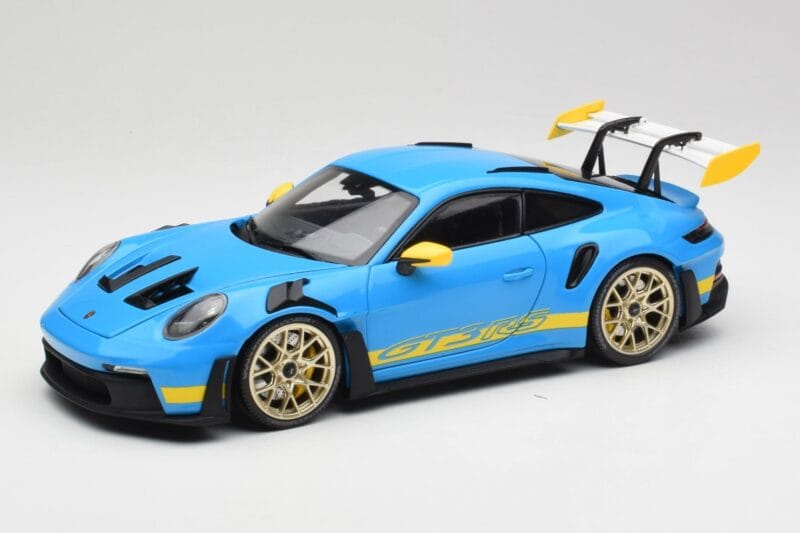 Porsche 911 992 GT3 RS Shark Blauw & Geel Decor Concept Minichamps 1:18 911992001 Metaal