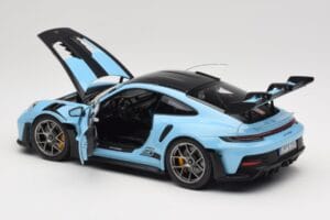 Porsche 911 992 GT3 RS Weissach Pack Gulf Blue Norev 1:18 187367 Metaal — afbeelding 5 van 8