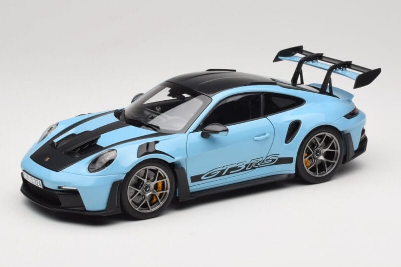 Porsche 911 992 GT3 RS Weissach Pack Gulf Blue Norev 1:18 187367 Metaal