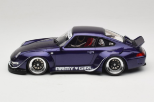 Porsche 911 993 RWB Army Girl Paars GT Spirit 1:18 GT562 Hars — afbeelding 3 van 6