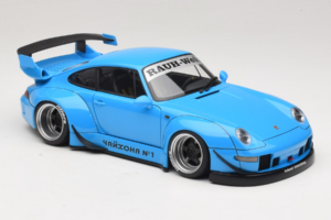 Porsche 911 993 RWB Hemelsblauw Gun Grey Wheels AUTOart 1:18 78152 Composiet — afbeelding 6 van 8