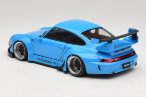 Porsche 911 993 RWB Hemelsblauw Gun Grey Wheels AUTOart 1:18 78152 Composiet — afbeelding 7 van 8