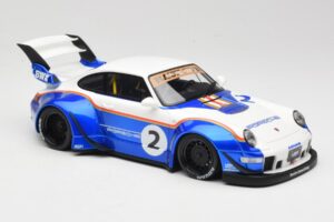 Porsche 911 993 RWB X Liberty Walk Wit Met Blauw GT Spirit 1:18 GT530 Hars — afbeelding 4 van 8