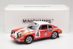 Porsche 911 S #4 G. Larrousse / M. Perramond 2nd Place Rally Monte Carlo 1972 Minichamps 1:18 107726804 Hars — afbeelding 6 van 6