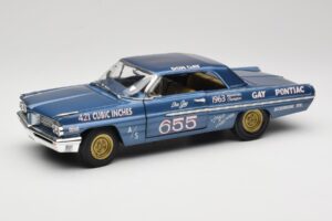 Pontiac Catalina Super Duty Super Stock #655 Blauw 1962 Auto World 1:18 AW201/06 Metaal
