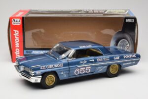 Pontiac Catalina Super Duty Super Stock #655 Blauw 1962 Auto World 1:18 AW201/06 Metaal — afbeelding 8 van 8