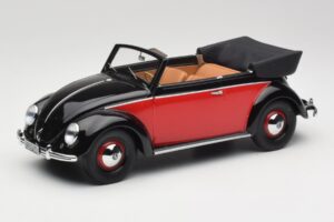 Volkswagen Beetle Cabriolet Zwart & Rood Minichamps 1:18 107054132 Hars