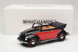 Volkswagen Beetle Cabriolet Zwart & Rood Minichamps 1:18 107054132 Hars — afbeelding 6 van 6