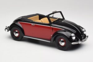 Volkswagen Beetle Hebmuller Cabriolet Zwart & Rood Minichamps 1:18 107054230 Hars — afbeelding 4 van 6