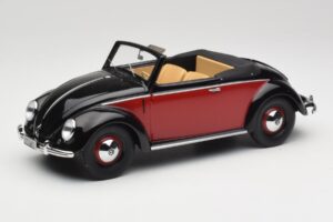 Volkswagen Beetle Hebmuller Cabriolet Zwart & Rood Minichamps 1:18 107054230 Hars
