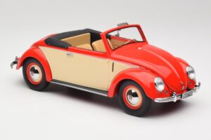 Volkswagen Beetle Hebmuller Cabriolet Rood & Crème Minichamps 1:18 107054231 Hars — afbeelding 4 van 6