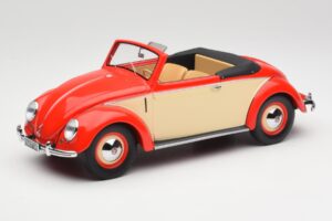 Volkswagen Beetle Hebmuller Cabriolet Rood & Crème Minichamps 1:18 107054231 Hars