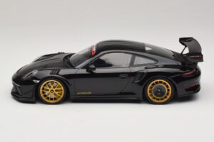 Porsche 911 992 GT3 RS Manthey Racing Zwart met Gouden Velgen Minichamps 1:18 MR-911-GT3RS-1804 Metaal — afbeelding 3 van 6