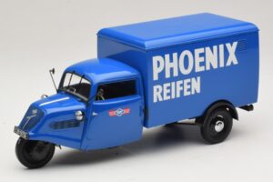 Tempo Hanseat Driewieler Bestelwagen Phoenix Blue Minichamps 1:18 180099040 Metaal