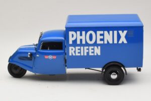 Tempo Hanseat Driewieler Bestelwagen Phoenix Blue Minichamps 1:18 180099040 Metaal — afbeelding 3 van 6