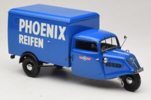 Tempo Hanseat Driewieler Bestelwagen Phoenix Blue Minichamps 1:18 180099040 Metaal — afbeelding 4 van 6