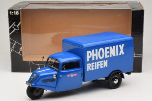 Tempo Hanseat Driewieler Bestelwagen Phoenix Blue Minichamps 1:18 180099040 Metaal — afbeelding 6 van 6