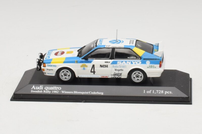 Audi Quattro #4 S. Blomqvist / B. Cederberg Rally Sweden Winner 1982 Minichamps 1:43 430821904 Metaal