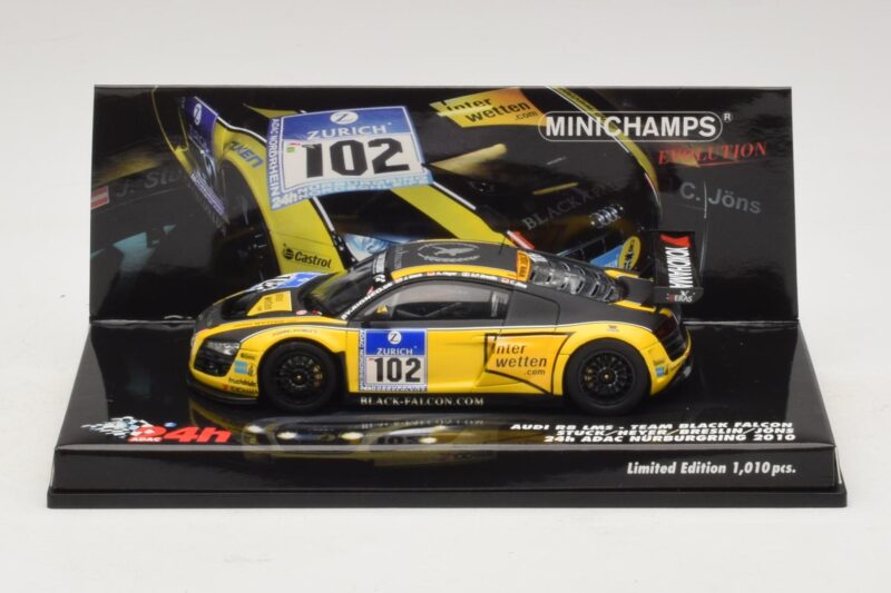 Audi R8 LMS GT3 #102 H-J. Stuck / H. Heyer Black Falcon 24 Hours of Nurburgring 2010 Minichamps 1:43 Audi R8 LMS GT3 #102 H-J. Stuck / H. Heyer Black Falcon 24 Hours of Nurburgring 2010 Minichamps 1:43 437101912 Metaal