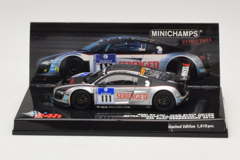Audi R8 LMS GT3 #111 Metha / Breslin Black Falcon 24 Hours of Nurburgring 2010 Minichamps 1:43 Audi R8 LMS GT3 #111 Metha / Breslin Black Falcon 24 Hours of Nurburgring 2010 Minichamps 1:43 437101911 Metaal