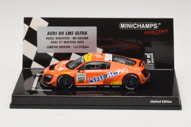 Audi R8 LMS Ultra #100 MS Racing Patel / Dobitsch ADAC GT Masters 2013 Minichamps 1:43 437130100 Metaal