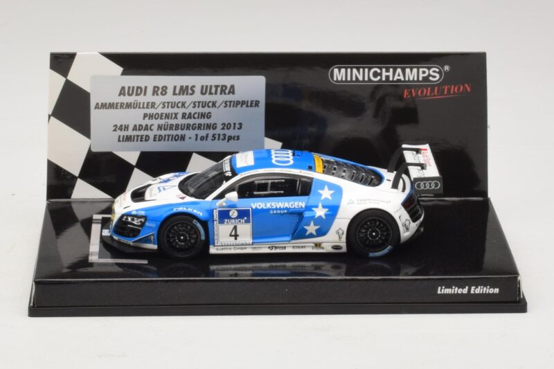 Audi R8 LMS Ultra #4 Phoenix Racing Ammermuller / H-J. Stuck 24 Hours of Nurburgring 2013 Minichamps 1:43 Audi R8 LMS Ultra #4 Phoenix Racing Ammermuller / H-J. Stuck 24 Hours of Nurburgring 2013 Minichamps 1:43 437131304 Metaal
