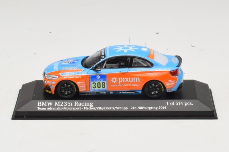 BMW M235i Team Adrenalin #308 Fischer / Zils 24 Hours of Nurburgring 2014 Minichamps 1:43 437142408 Metaal