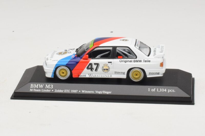 BMW M3 E30 M-Team Linder #47 Vogt / Herger Winners ETC Zolder 1987 Minichamps 1:43 430872047 Metaal