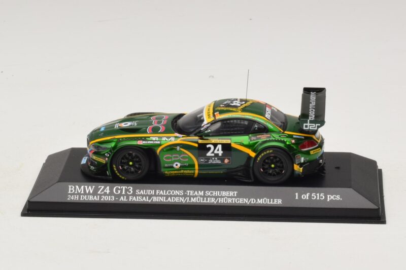 BMW Z4 GT3 Saudi Falcons #24 Al Faisal / Binladen 24 Hours of Dubai 2013 Minichamps 1:43 437132424 Metaal